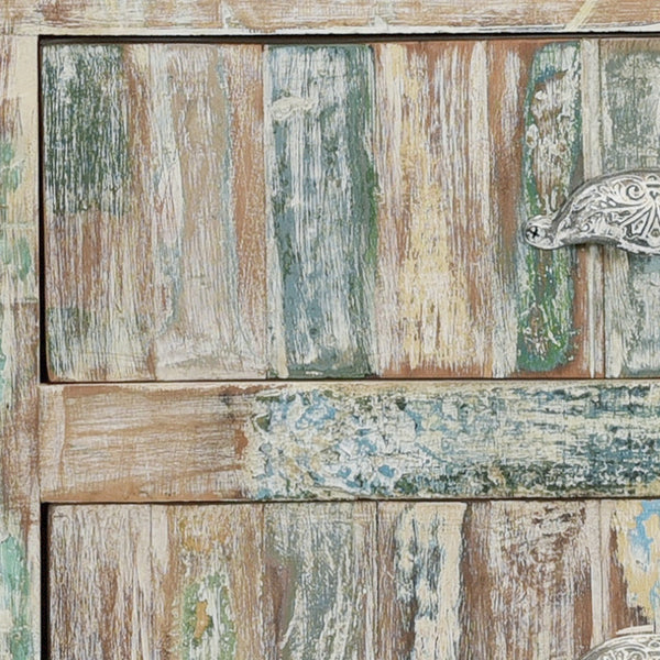 Homeroots 50" White Distressed Reclaimed Wood Entertainment Center - Stylish Storage With Rustic Charm & Durability  Solid Wood 522829