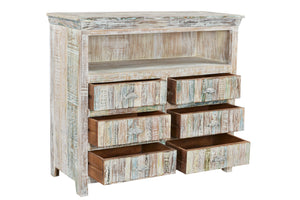 Homeroots 50" White Distressed Reclaimed Wood Entertainment Center - Stylish Storage With Rustic Charm & Durability  Solid Wood 522829