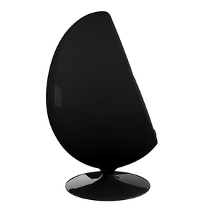 HomeRoots 35" Black Fiberglass Swivel Egg Chair with Wool Upholstery & Pillows for Modern Spaces & Comfort 522846