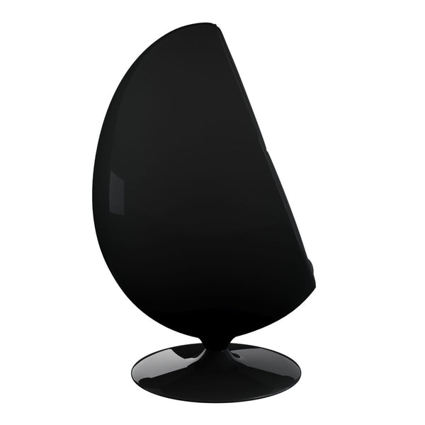 HomeRoots 35" Black Fiberglass Swivel Egg Chair with Wool Upholstery & Pillows for Modern Spaces & Comfort 522846