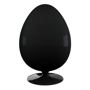 HomeRoots 35" Black Fiberglass Swivel Egg Chair with Wool Upholstery & Pillows for Modern Spaces & Comfort 522846
