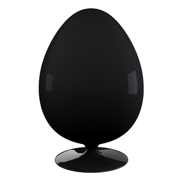 HomeRoots 35" Black Fiberglass Swivel Egg Chair with Wool Upholstery & Pillows for Modern Spaces & Comfort 522846