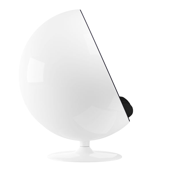 Homeroots 42" Stylish Black And White Swivel Egg Chair - Modern Fiberglass Design With Comfortable Cotton Cushioning   522851