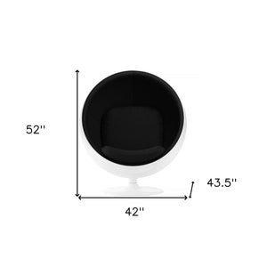 Homeroots 42" Stylish Black And White Swivel Egg Chair - Modern Fiberglass Design With Comfortable Cotton Cushioning   522851