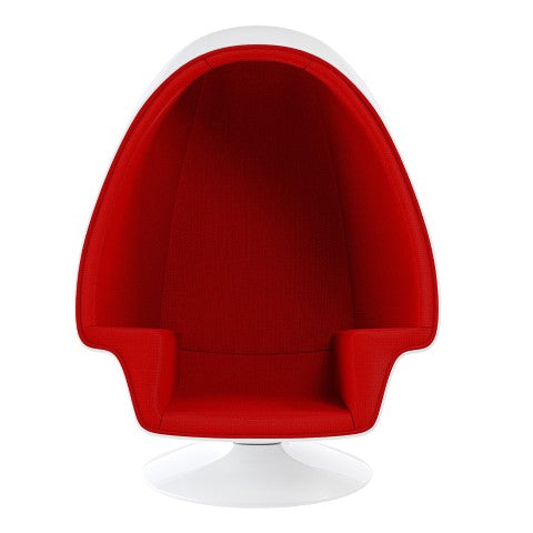 Homeroots 38" White & Red Fiberglass Swivel Egg Chair With Ottoman - Chic Comfort For Modern Living Spaces   522858