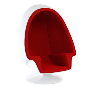 Homeroots 38" White & Red Fiberglass Swivel Egg Chair With Ottoman - Chic Comfort For Modern Living Spaces   522858