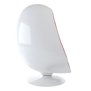 Homeroots 38" White & Red Fiberglass Swivel Egg Chair With Ottoman - Chic Comfort For Modern Living Spaces   522858