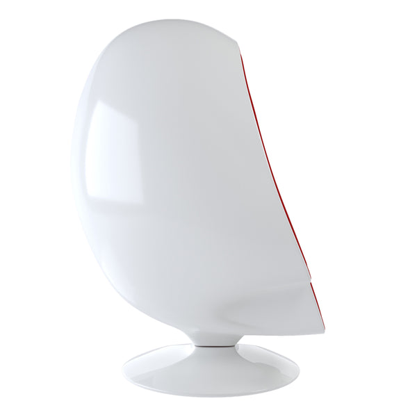Homeroots 38" White & Red Fiberglass Swivel Egg Chair With Ottoman - Chic Comfort For Modern Living Spaces   522858