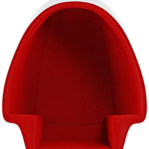 Homeroots 38" White & Red Fiberglass Swivel Egg Chair With Ottoman - Chic Comfort For Modern Living Spaces   522858