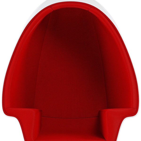 Homeroots 38" White & Red Fiberglass Swivel Egg Chair With Ottoman - Chic Comfort For Modern Living Spaces   522858