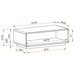 English Elm Fletcher Lacquered High Gloss Coffee Table with Open Shelf for Modern Living Rooms B062P447999
