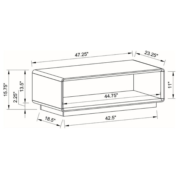 English Elm Fletcher Lacquered High Gloss Coffee Table with Open Shelf for Modern Living Rooms B062P447999