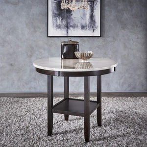 Banford Round Faux Marble Counter Table Rubberwood Base Seats Six