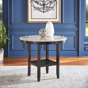 Banford Round Faux Marble Counter Table Rubberwood Base Seats Six