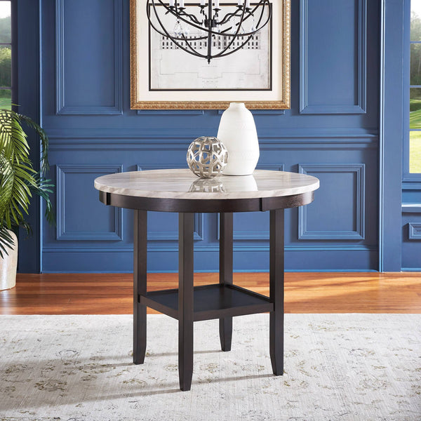 Banford Round Faux Marble Counter Table Rubberwood Base Seats Six