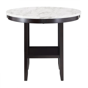 Banford Round Faux Marble Counter Table Rubberwood Base Seats Six