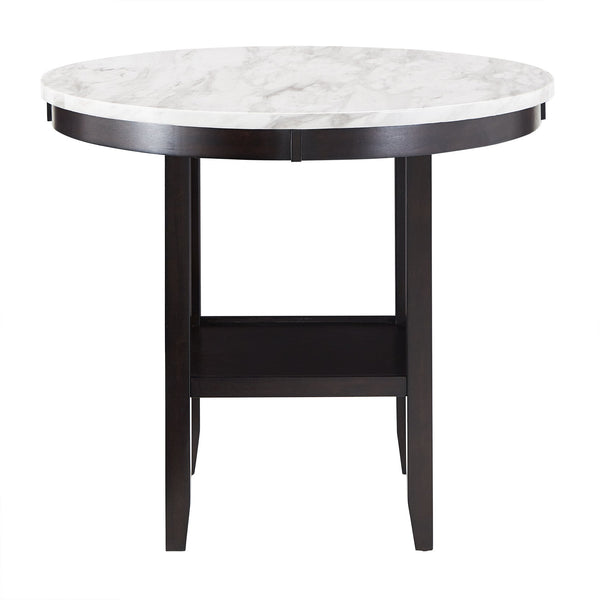 Banford Round Faux Marble Counter Table Rubberwood Base Seats Six