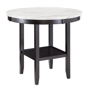 Banford Round Faux Marble Counter Table Rubberwood Base Seats Six