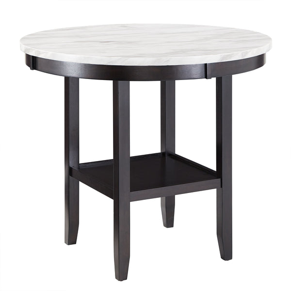 Banford Round Faux Marble Counter Table Rubberwood Base Seats Six
