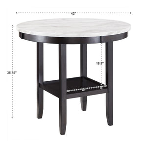 Banford Round Faux Marble Counter Table Rubberwood Base Seats Six