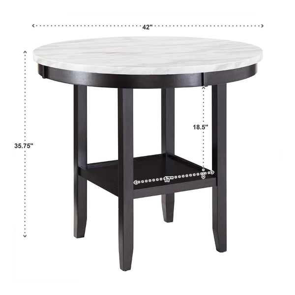 Banford Round Faux Marble Counter Table Rubberwood Base Seats Six