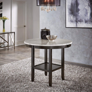 Banford Round Faux Marble Counter Table Rubberwood Base Seats Six