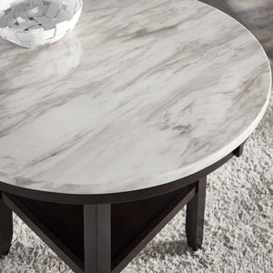Banford Round Faux Marble Counter Table Rubberwood Base Seats Six