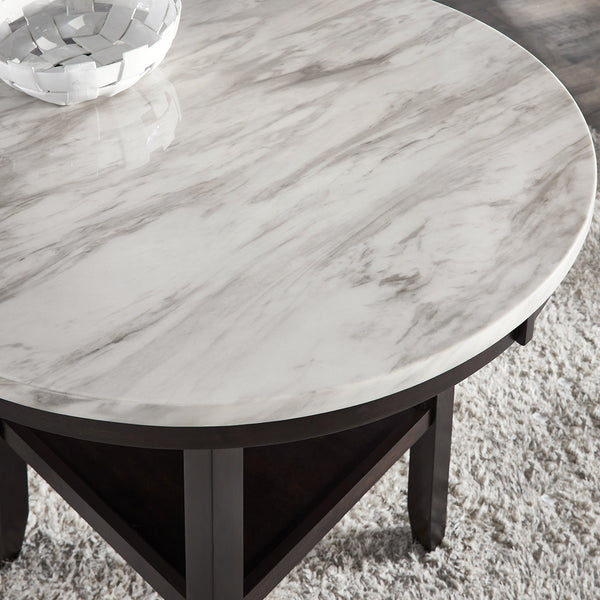 Banford Round Faux Marble Counter Table Rubberwood Base Seats Six