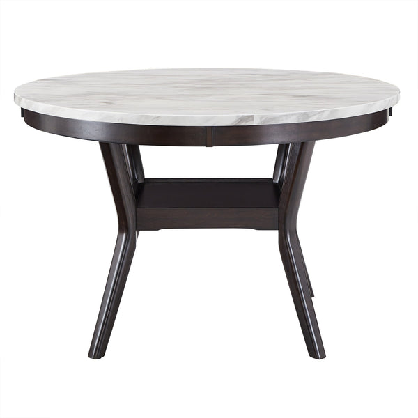 Homelegance Faux Marble Round Dining Table Seats Six with Espresso Wood Base 522ES-48