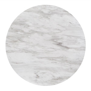 Faux Marble Round Dining Table Seats Six with Espresso Wood Base