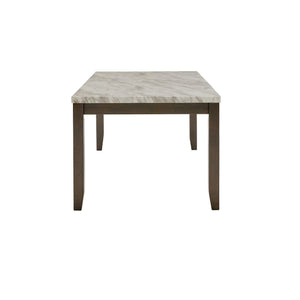 Banford Faux Marble Rectangular Dining Table Seats Six Espresso Frame