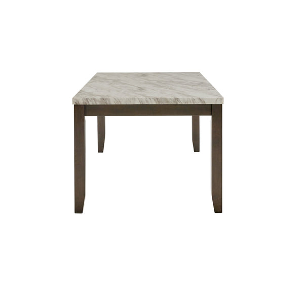 Banford Faux Marble Rectangular Dining Table Seats Six Espresso Frame