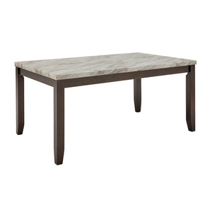 Banford Faux Marble Rectangular Dining Table Seats Six Espresso Frame
