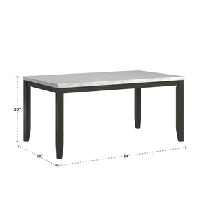 Banford Faux Marble Rectangular Dining Table Seats Six Espresso Frame