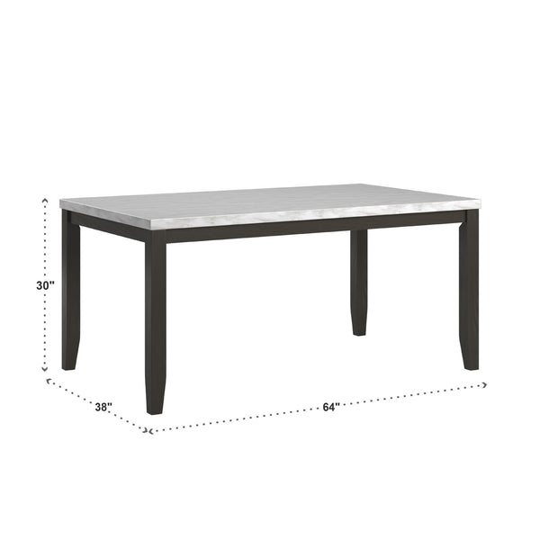 Banford Faux Marble Rectangular Dining Table Seats Six Espresso Frame