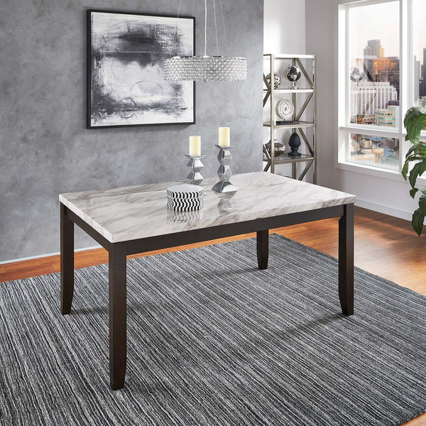 Banford Faux Marble Rectangular Dining Table Seats Six Espresso Frame
