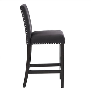 Banford Velvet Nailhead Counter Height Stool Set with Rubberwood Legs for Kitchen Bar