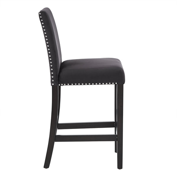 Banford Velvet Nailhead Counter Height Stool Set with Rubberwood Legs for Kitchen Bar