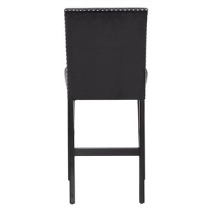 Banford Velvet Nailhead Counter Height Stool Set with Rubberwood Legs for Kitchen Bar