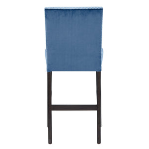 Banford Velvet Nailhead Counter Height Stool Set with Rubberwood Legs for Kitchen Bar