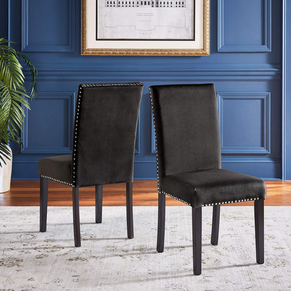Banford Upholstered Dining Chair Rubberwood Frame Curved Back Nailhead Trim Set