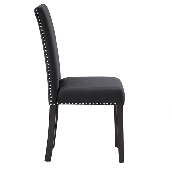 Banford Upholstered Dining Chair Rubberwood Frame Curved Back Nailhead Trim Set