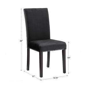 Banford Upholstered Dining Chair Rubberwood Frame Curved Back Nailhead Trim Set