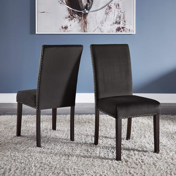 Banford Upholstered Dining Chair Rubberwood Frame Curved Back Nailhead Trim Set