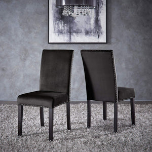 Banford Upholstered Dining Chair Rubberwood Frame Curved Back Nailhead Trim Set
