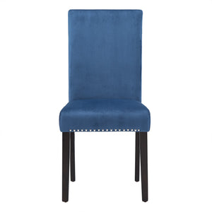 Homelegance Banford Upholstered Dining Chair Rubberwood Frame Curved Back Nailhead Trim Set Espresso / Blue 522ESC-BUV