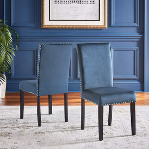 Banford Upholstered Dining Chair Rubberwood Frame Curved Back Nailhead Trim Set