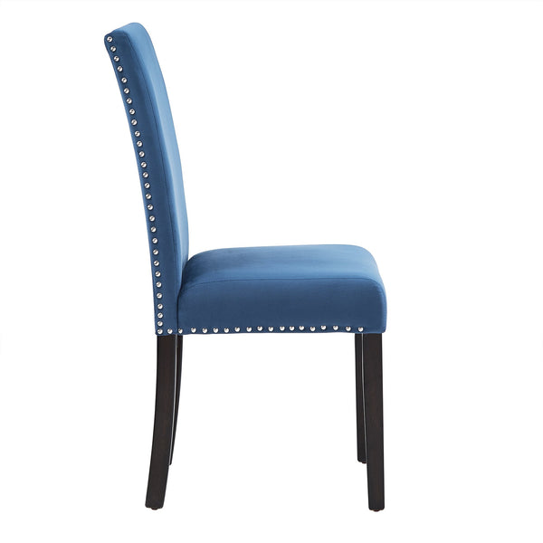Banford Upholstered Dining Chair Rubberwood Frame Curved Back Nailhead Trim Set