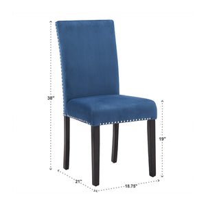 Banford Upholstered Dining Chair Rubberwood Frame Curved Back Nailhead Trim Set