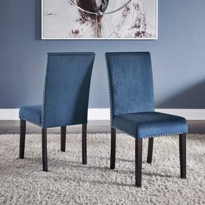 Banford Upholstered Dining Chair Rubberwood Frame Curved Back Nailhead Trim Set